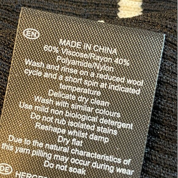 HOBBS LONDON LTD Belmont Knit Midi Dress Sz 8 US Black White Stripe - Picture 8 of 9